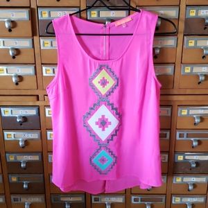 Lululmari pink embroidered tank